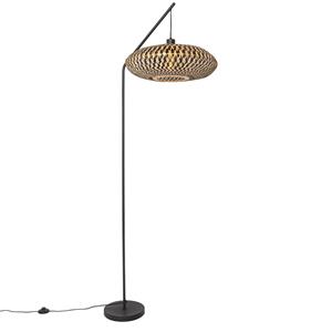 Qazqa Oosterse Vloerlamp Zwart Bamboe - Ostrava