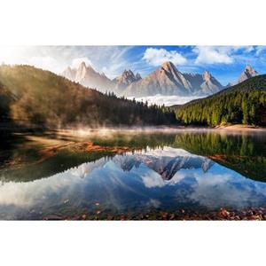 Papermoon Fotobehang Mountain Lake Autumn Fog