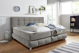Andas Boxspringbett Salo XXL, in Samtoptik oder Struktur, 6 Breiten in Überlänge 220cm, 4 Härtegrade