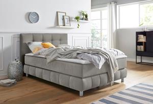 Andas Boxspringbett Salo XXL, in Samtoptik oder Struktur, 6 Breiten in Überlänge 220cm, 4 Härtegrade