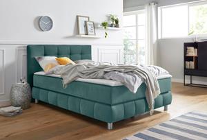 Andas Boxspringbett Salo XXL, in Samtoptik oder Struktur, 6 Breiten in Überlänge 220cm, 4 Härtegrade