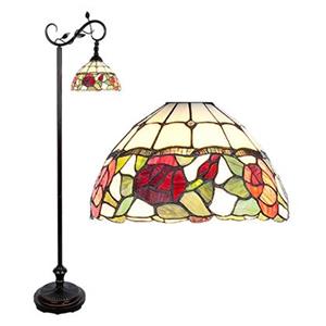 Clayre & Eef Tiffany Vloerlamp 40x27x152 cm Bruin Glas Bloemen