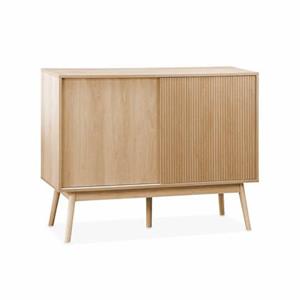 sweeek - Walnoothouten opbergkast, linear, l 115 x b 39,5 x h 90cm