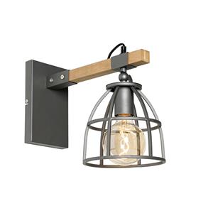 QAZQA Wandlamp arthur - Bruin - Industrieel - L 18cm