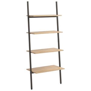 VidaXL Ladderrek Met 4 Schappen 64x34x150,5 Cm Lichtbruin En Zwart