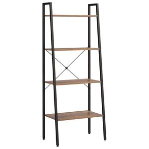 VidaXL Ladderrek Met 4 Schappen 56x35x140 Cm Donkerbruin En Zwart