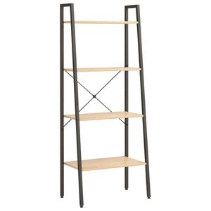 VidaXL Ladderrek Met 4 Schappen 56x35x140 Cm Lichtbruin En Zwart