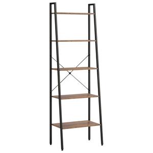 VidaXL Ladderrek Met 5 Schappen 56x35x174 Cm Donkerbruin En Zwart