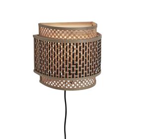 GOOD&MOJO Wandlamp Bhutan Bamboe, 21 x 24cm - Naturel/Zwart