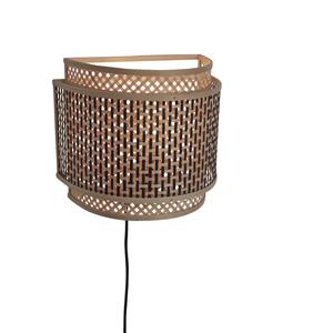 GOOD&MOJO Wandlamp Bhutan Bamboe, 27 x 32cm - Naturel/Zwart