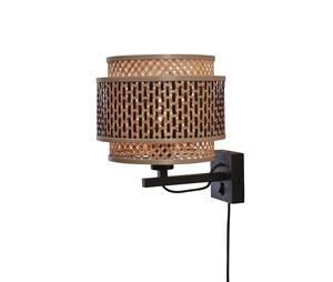 GOOD&MOJO Wandlamp Bhutan Bamboe, 25cm - Zwart/Naturel