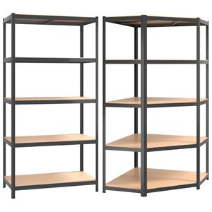 Vidaxl Regale Mit 5 Böden 2 Stk. Anthrazit Stahl & Holzwerkstoff