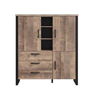 Hioshop Emile dressoir 3 deuren, 3 laden, 3 planken, eik decor.