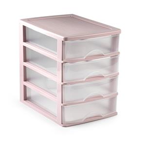 Forte Plastics Organizer Ladeblokje 4-lades Roze/transparant 35 X 27 X 35 Cm Van Plastic adeblok