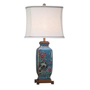 Fine Asianliving Chinese Tafellamp met Kap Keramiek Porselein