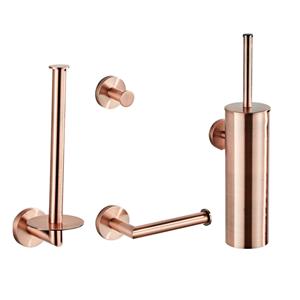 Saniclear Copper 4-delig toiletaccessoires set geborsteld koper