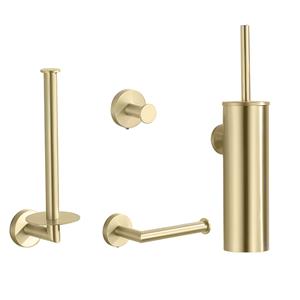 Saniclear Brass 4-delig toiletaccessoires set geborsteld messing