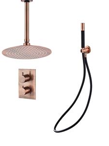 Saniclear Copper Pro inbouw regendouche met plafondarm en hoofddouche 20cm koper