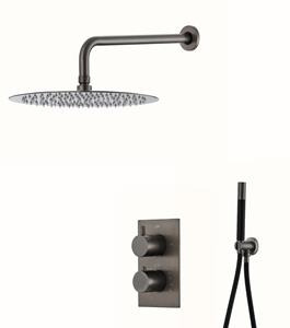 Saniclear Iron Pro inbouw regendouche met muurarm 30 verouderd ijzer
