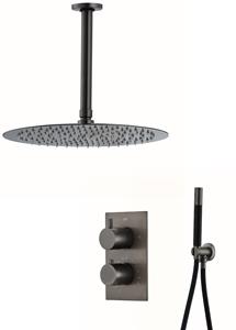 Saniclear Iron Pro inbouw regendouche met plafondarm 30 verouderd ijzer