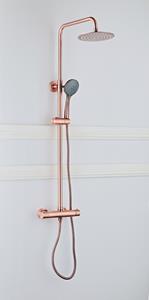 Saniclear Copper opbouw regendouche 20 cm met thermostaatkraan en handdouche