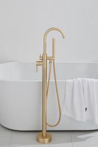 Saniclear Brass vrijstaande badkraan geborsteld messing