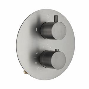 Saniclear Iron ronde thermostatische inbouw douchekraan verouderd ijzer