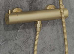 Saniclear Brass thermostatische douchekraan geborsteld goud