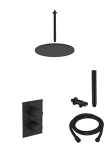 Saniclear Nero inbouw regendouche met plafond arm hoofddouche 20cm mat zwart