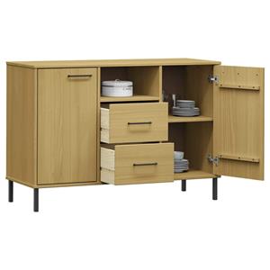 vidaXL Dressoir met metalen poten OSLO 113x40x77 cm grenenhout bruin