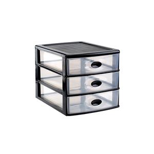 Forte Plastics Ladeblok/bureau Organizer Met 3x Lades Zwart/transparant L35,5 X B27 X H27 Cm adeblok