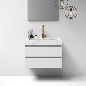 Sanituba Nature badmeubel 80cm mat wit met wastafel Artificial Marble Calacatta Gold 1 kraangat