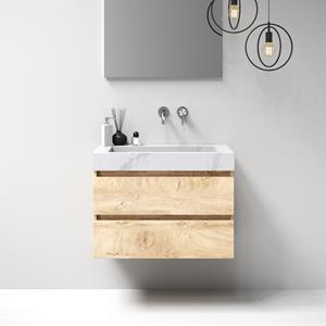 Sanituba Nature badmeubel 80cm sahara met wastafel Artificial Marble Calacatta Gold geen kraangaten