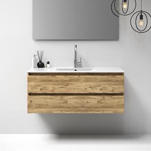 Sanituba Nature badmeubel 120cm old castle met wastafel Empoli mat wit enkele wasbak 1 kraangat