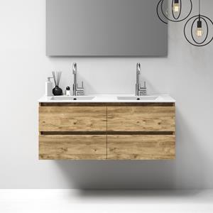 Sanituba Nature badmeubel 120cm old castle met wastafel Empoli mat wit dubbele wasbak 2 kraangaten