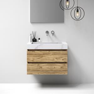 Sanituba Nature badmeubel 80cm old castle met wastafel Artificial Marble Calacatta Gold geen kraangaten