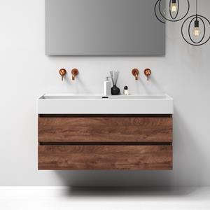 Sanituba Nature badmeubel 120cm viking shield met wastafel Legend glans wit enkele wasbak geen kraangaten