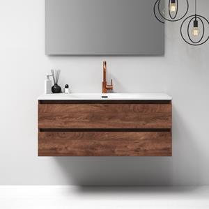 Sanituba Nature badmeubel 120cm viking shield met wastafel Furiosa glans wit enkele wasbak 1 kraangat