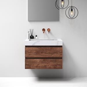 Sanituba Nature badmeubel 80cm viking shield met wastafel Artificial Marble Calacatta Gold geen kraangaten