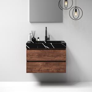 Sanituba Nature badmeubel 80cm viking shield met wastafel Artificial Marble Nero Marquina 1 kraangat