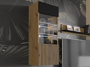 Mobistoxx Vitrinekast ORISA 1 deur zwart/artisan eik zonder led
