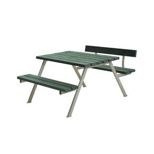 Plus Danmark Picknicktafel gerecycled kunststof groen | Alpha 1 rugleuning 173 x 118 x 76 cm