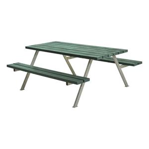 Plus Danmark Picknicktafel gerecycled kunststof groen | Alpha 161 x 177 x 73 cm