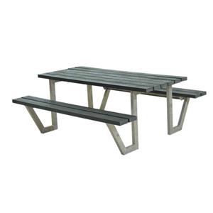 Plus Danmark Picknicktafel gerecycled kunststof grijs | Wega 161 x 177 x 73 cm