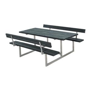 Plus Danmark Picknickset gerecycled kunststof | Basic grijs 2 rugleuningen 184 x 177 x 75 cm