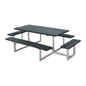 Plus Danmark Picknickset gerecycled kunststof | Basic grijs 4 banken 160 x 260 x 73 cm