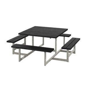 Plus Danmark Picknicktafel gerecycled kunststof zwart | Picknick vierkant 200 x 200 x 73 cm