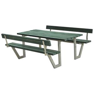 Plus Danmark Picknicktafel gerecycled kunststof groen | Wega 2 rugleuning 185 x 177 x 76 cm