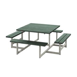 Plus Danmark Picknicktafel gerecycled kunststof groen | Picknick vierkant 200 x 200 x 73 cm