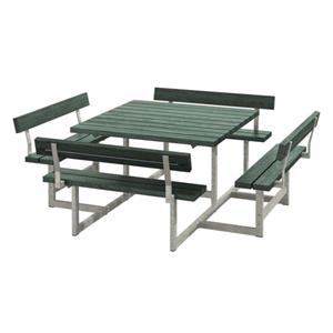 Plus Danmark Picknicktafel gerecycled kunststof groen | Picknick vierkant 224 x 224 x 76 cm
